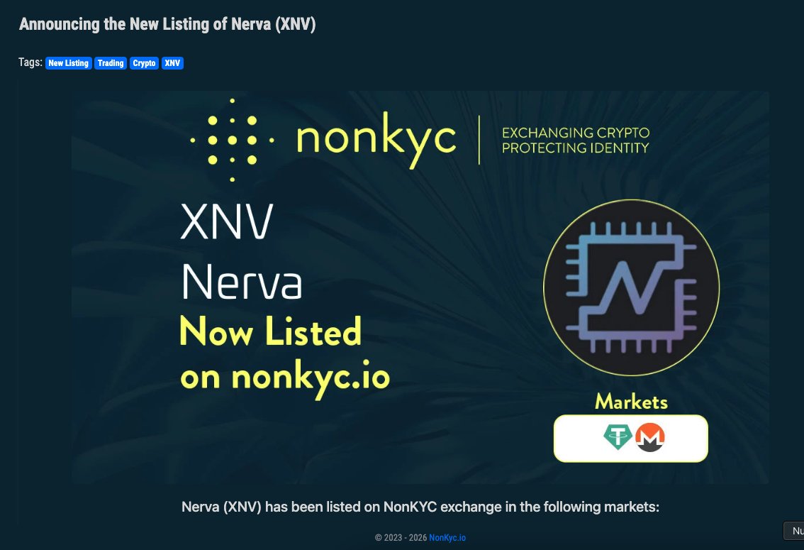 Nerva $XNV has been listed on NonKyc.io