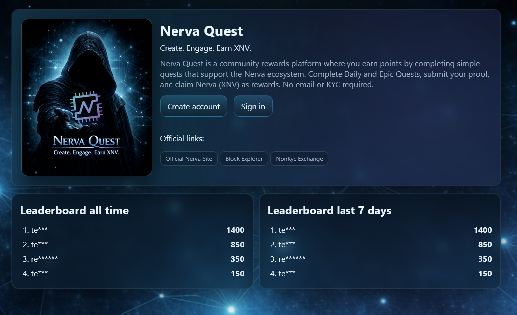 Nerva Quest Website